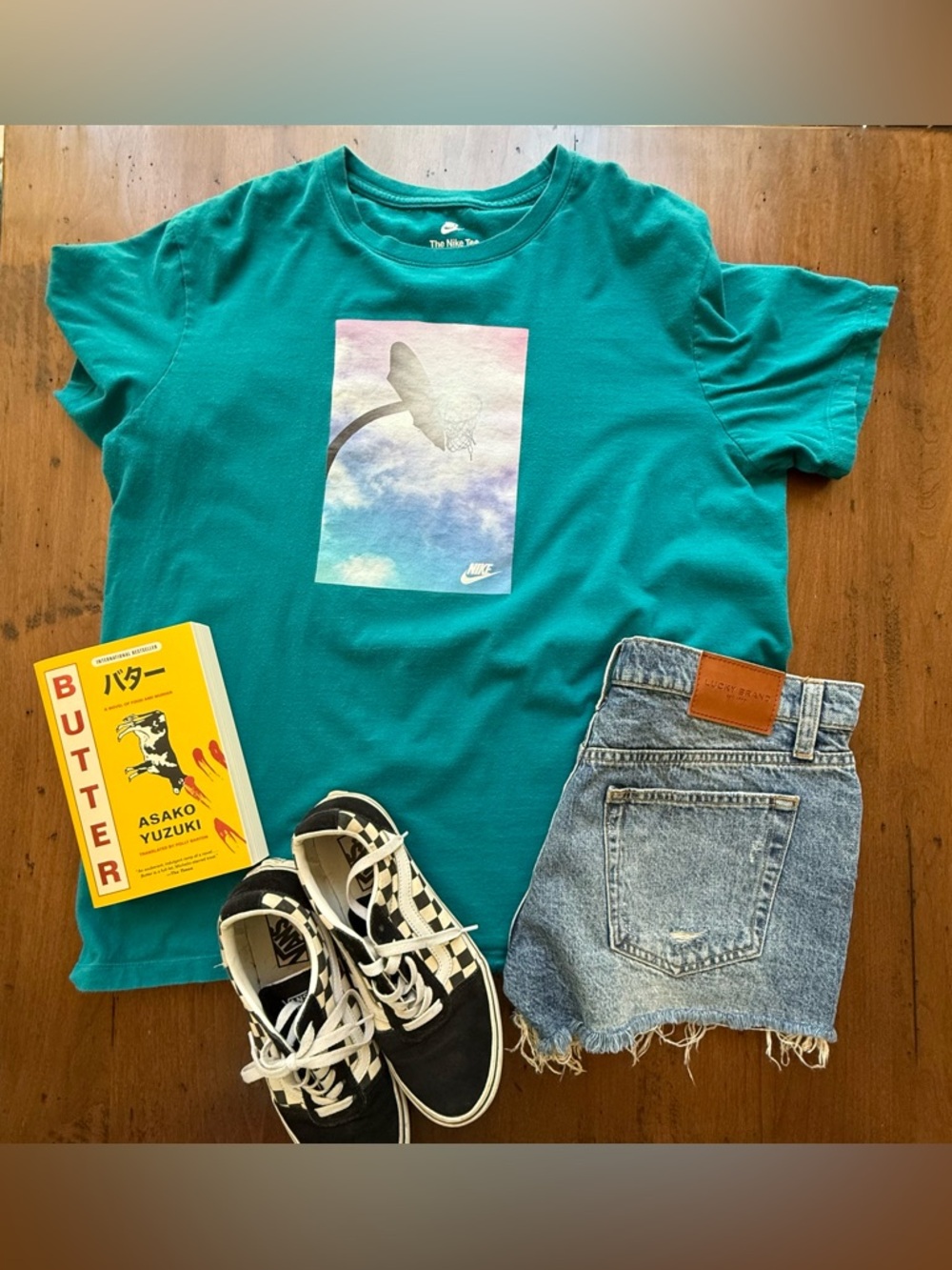 Cool Girl Graphic Nike Teal Short Sleeve Tee with Pastel Sky Print